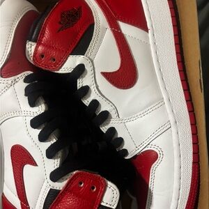 Nike Men's Red and White High-Top Sneakers